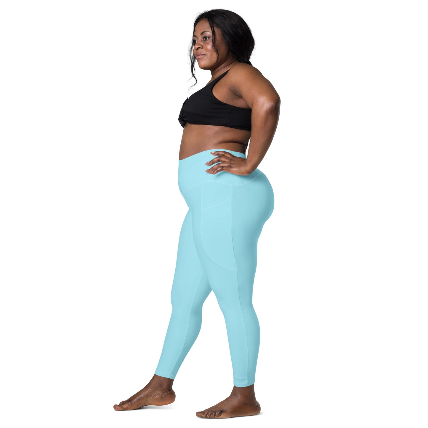 Blue high-Rise Leggings with pockets - Activewear Well