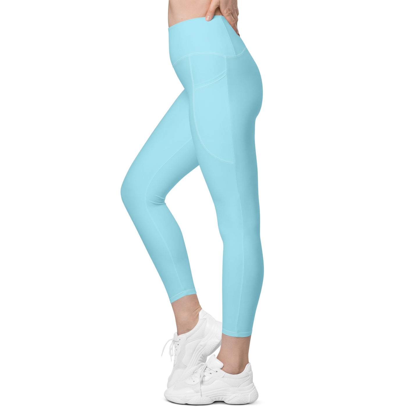 Blue high-Rise Leggings with pockets - Activewear Well