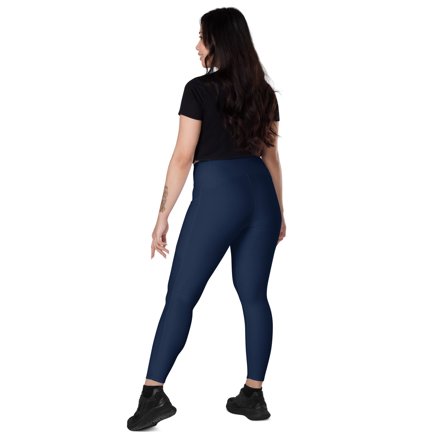 Navy High-Rise Leggings with pockets - Activewear Well
