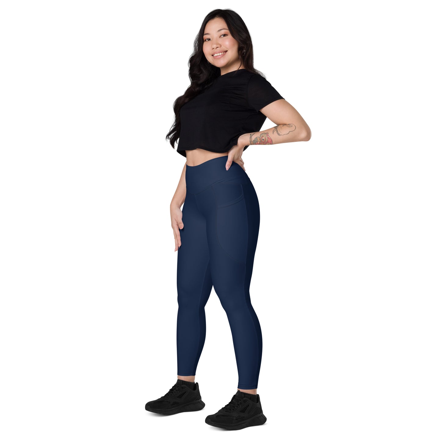 Navy High-Rise Leggings with pockets - Activewear Well