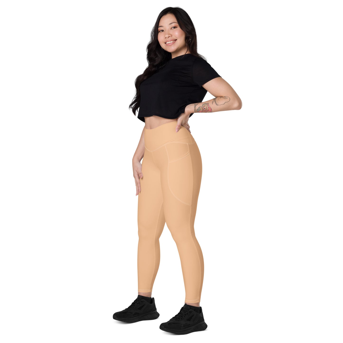 Beige High-Rise Leggings with pockets - Activewear Well