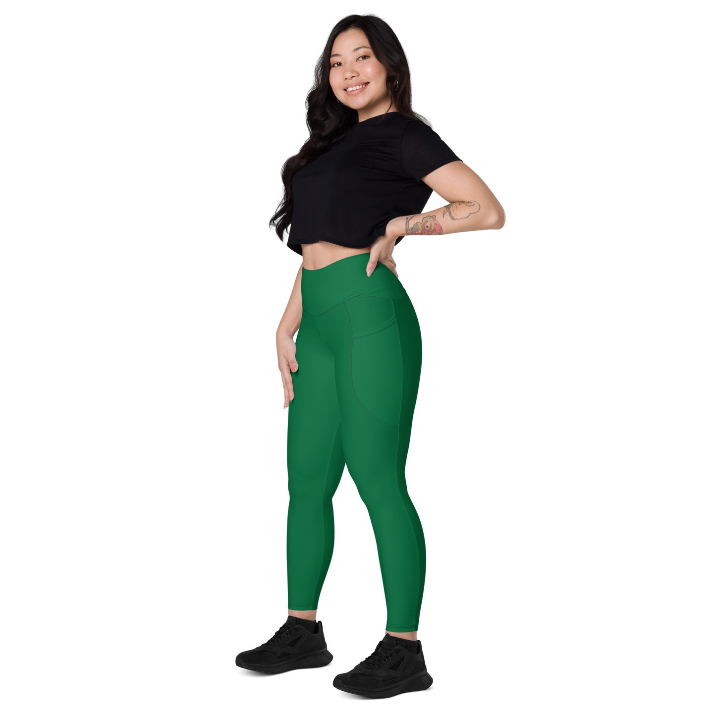 Green High-Rise Leggings with pockets - Activewear Well