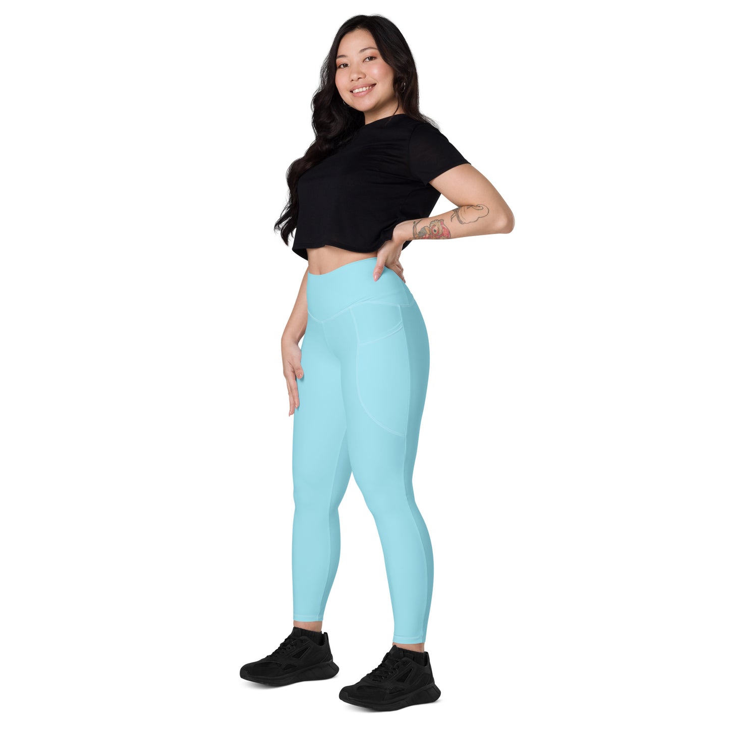 Blue high-Rise Leggings with pockets - Activewear Well