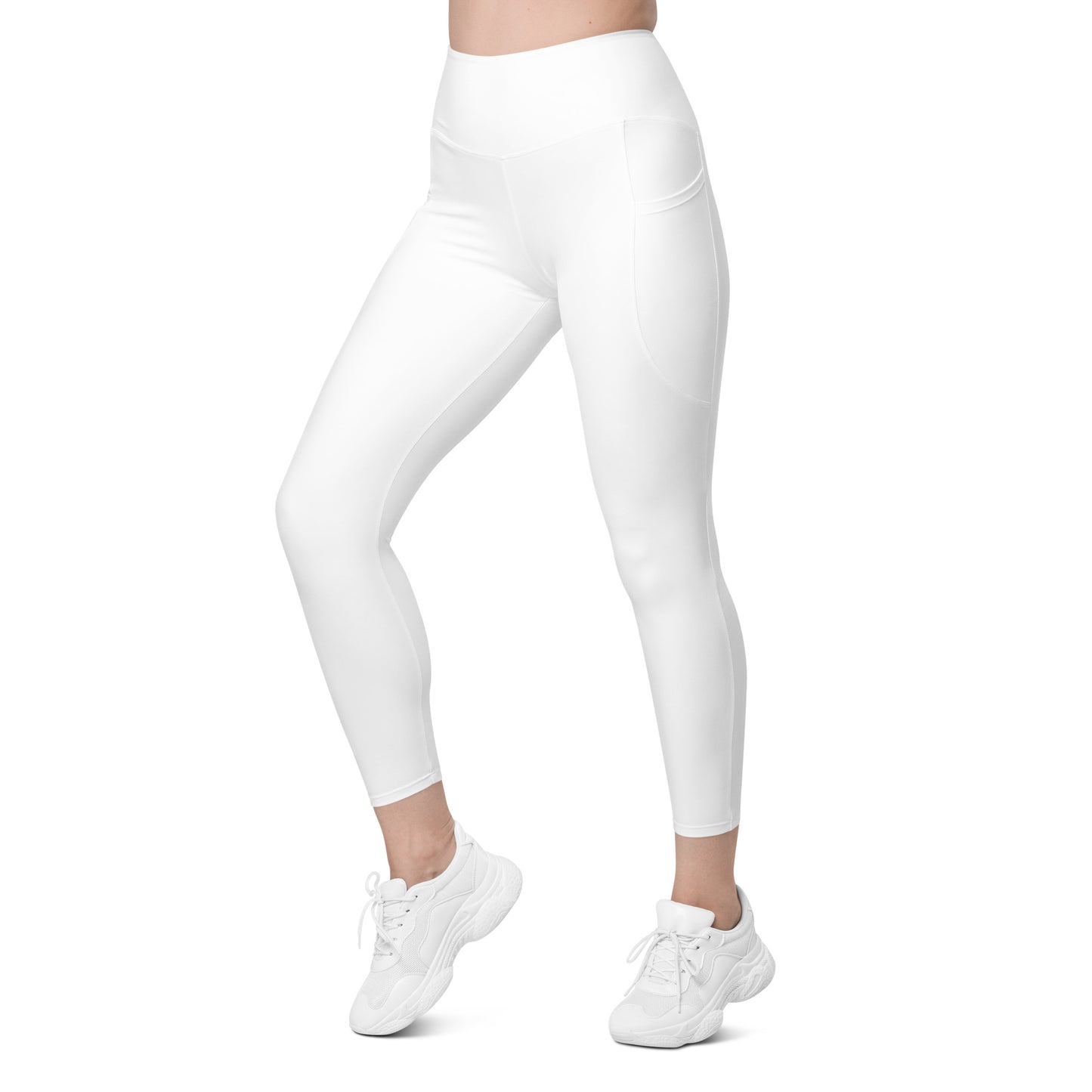 White High-Rise Leggings with pockets - Activewear Well