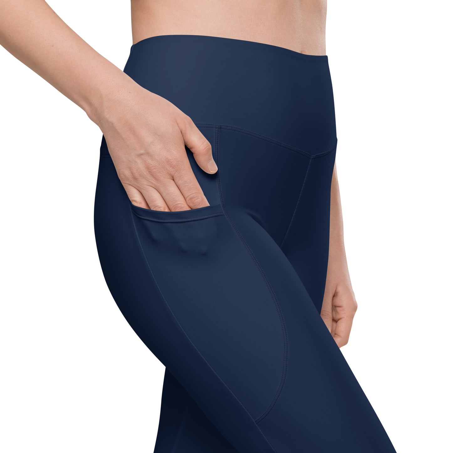 Navy High-Rise Leggings with pockets - Activewear Well