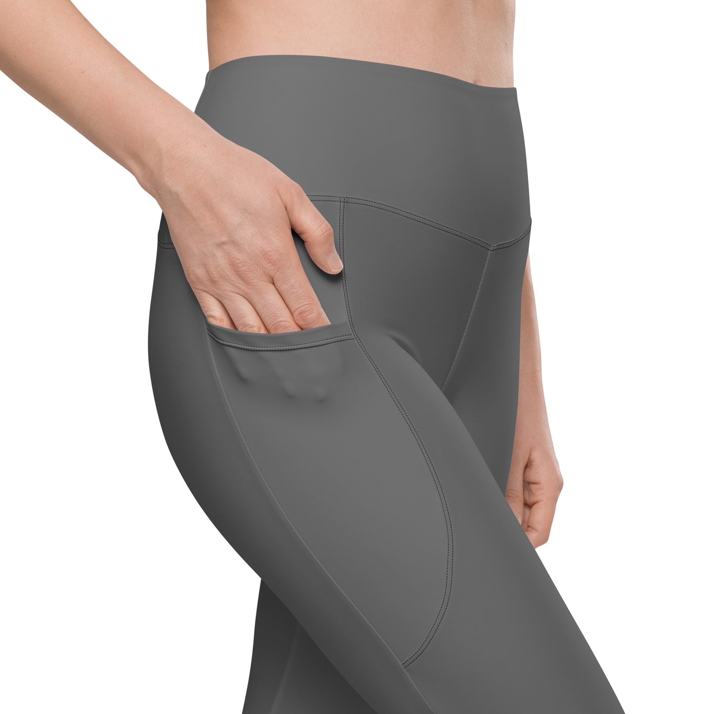 Grey High-Rise Leggings with pockets - Activewear Well