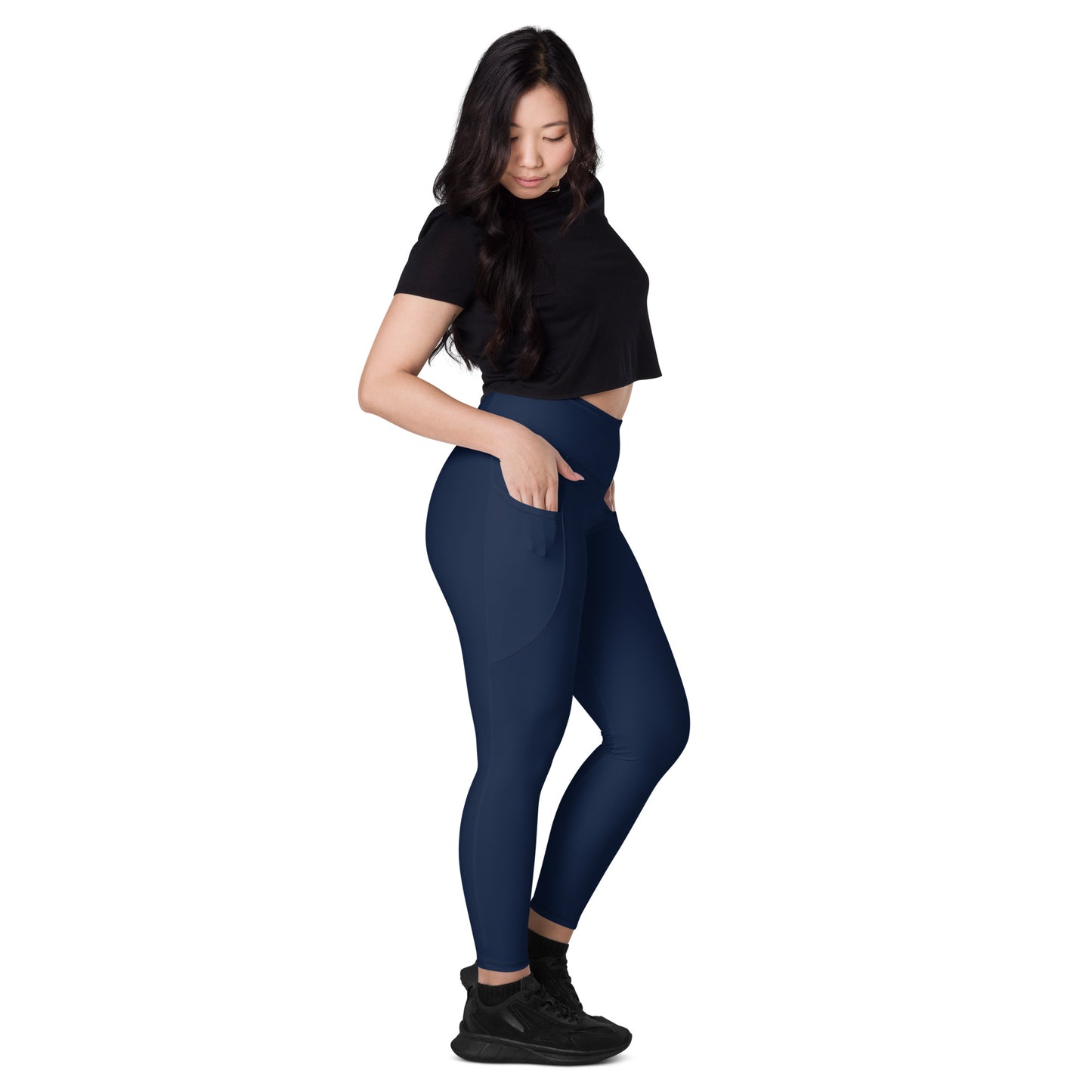 Navy High-Rise Leggings with pockets - Activewear Well