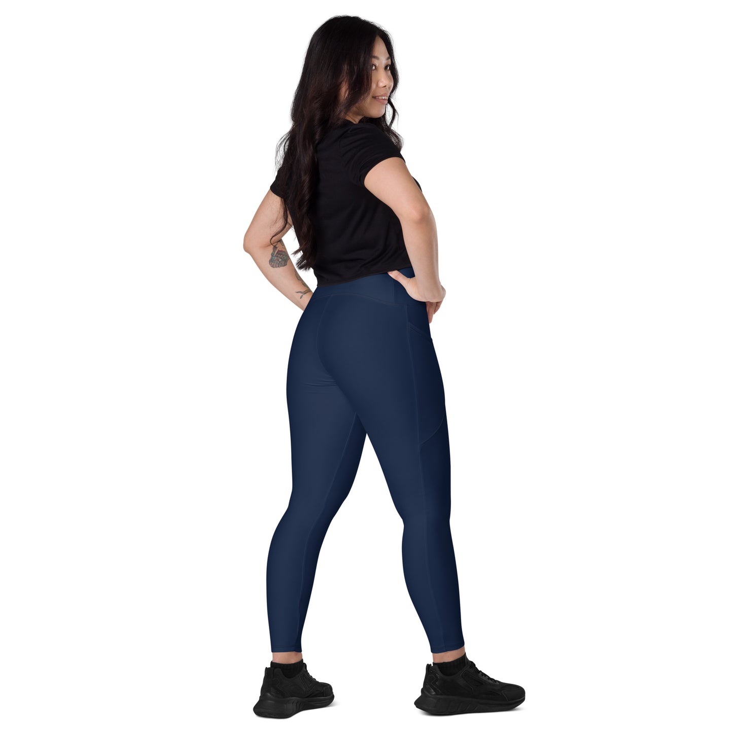 Navy High-Rise Leggings with pockets - Activewear Well