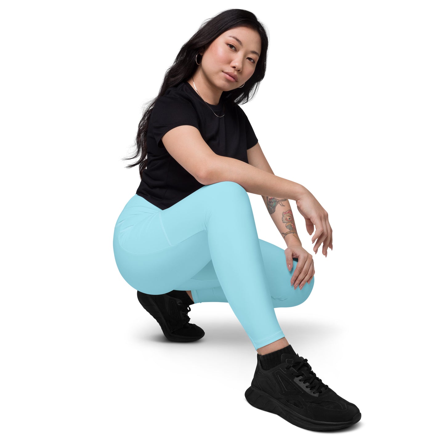 Blue high-Rise Leggings with pockets - Activewear Well