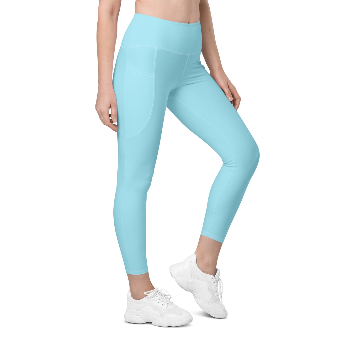 Blue high-Rise Leggings with pockets - Activewear Well