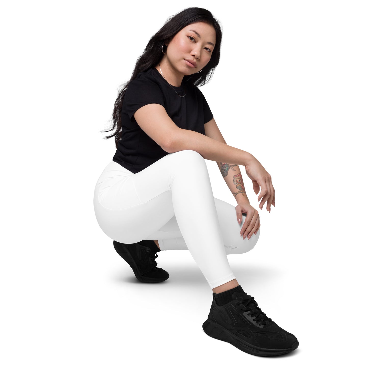 White High-Rise Leggings with pockets - Activewear Well
