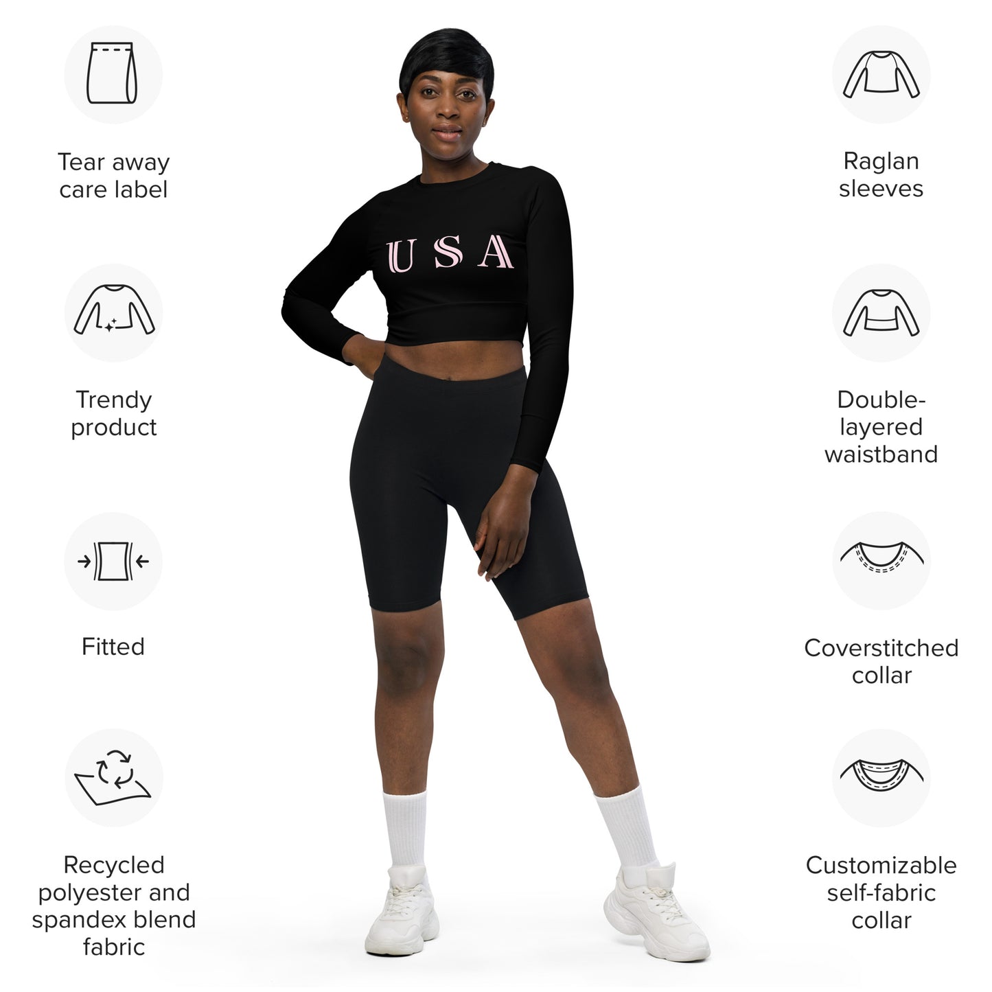Women's Cycling Long-Sleeve Crop Top - Activewear Well