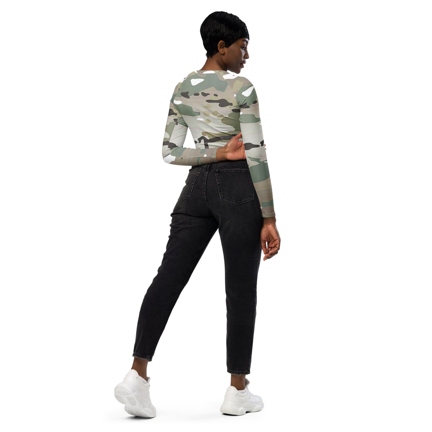 Desert Camo Long-Sleeve Crop Top - Activewear Well