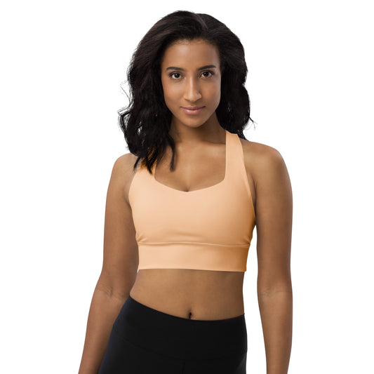Beige Recycled Longline Sports Bra - Activewear Well