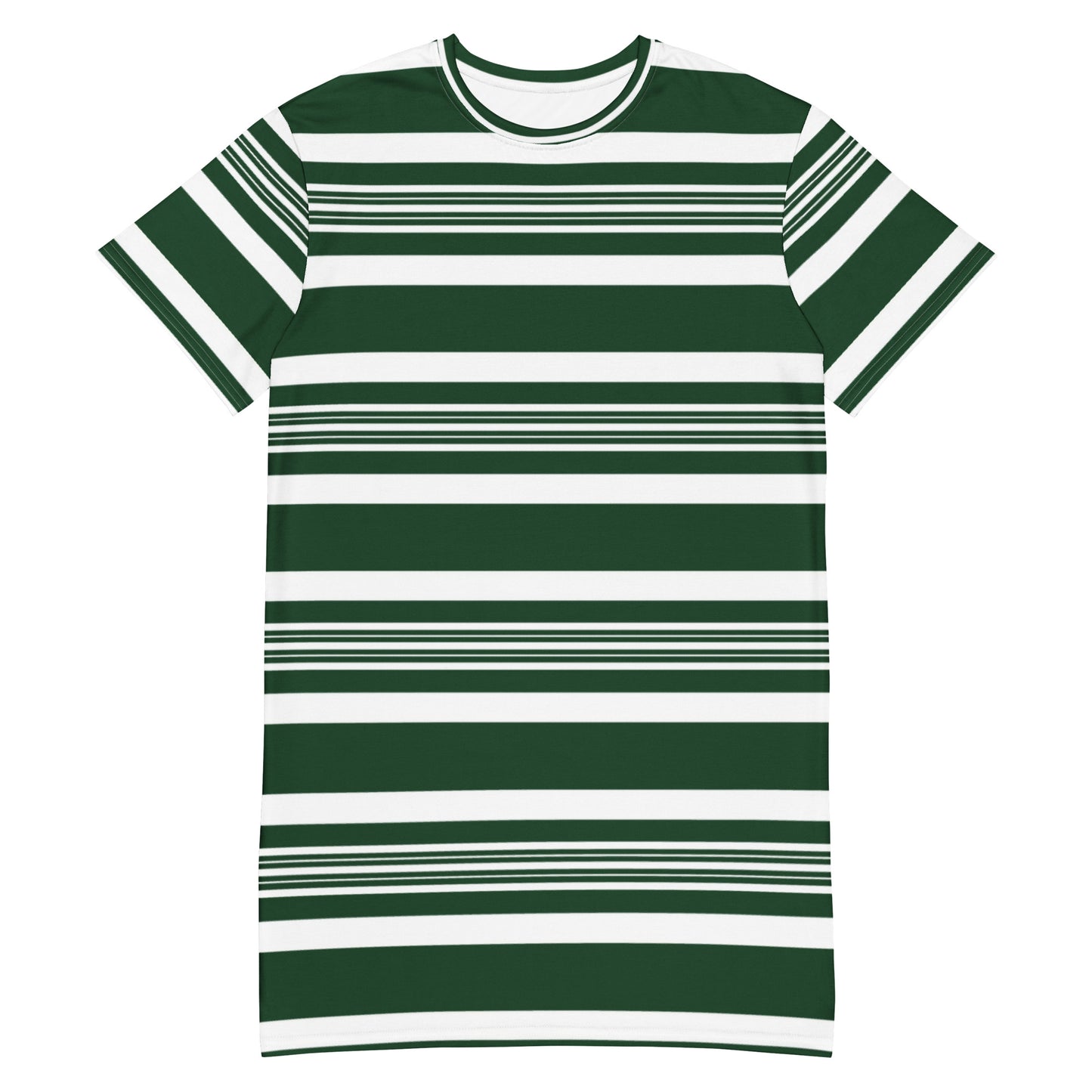 Green Striped Casual T-Shirt Dress - Activewear Well