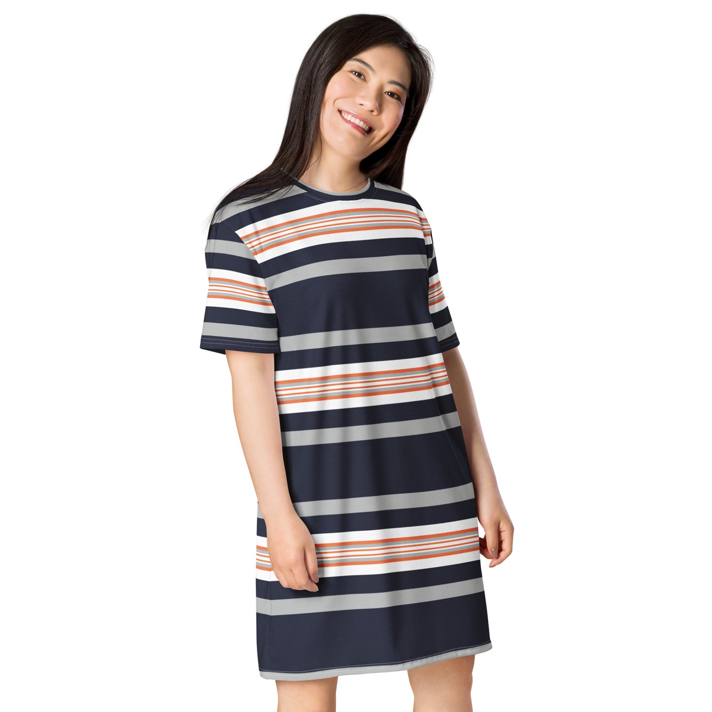 Grey Striped T-Shirt Dress - Activewear Well