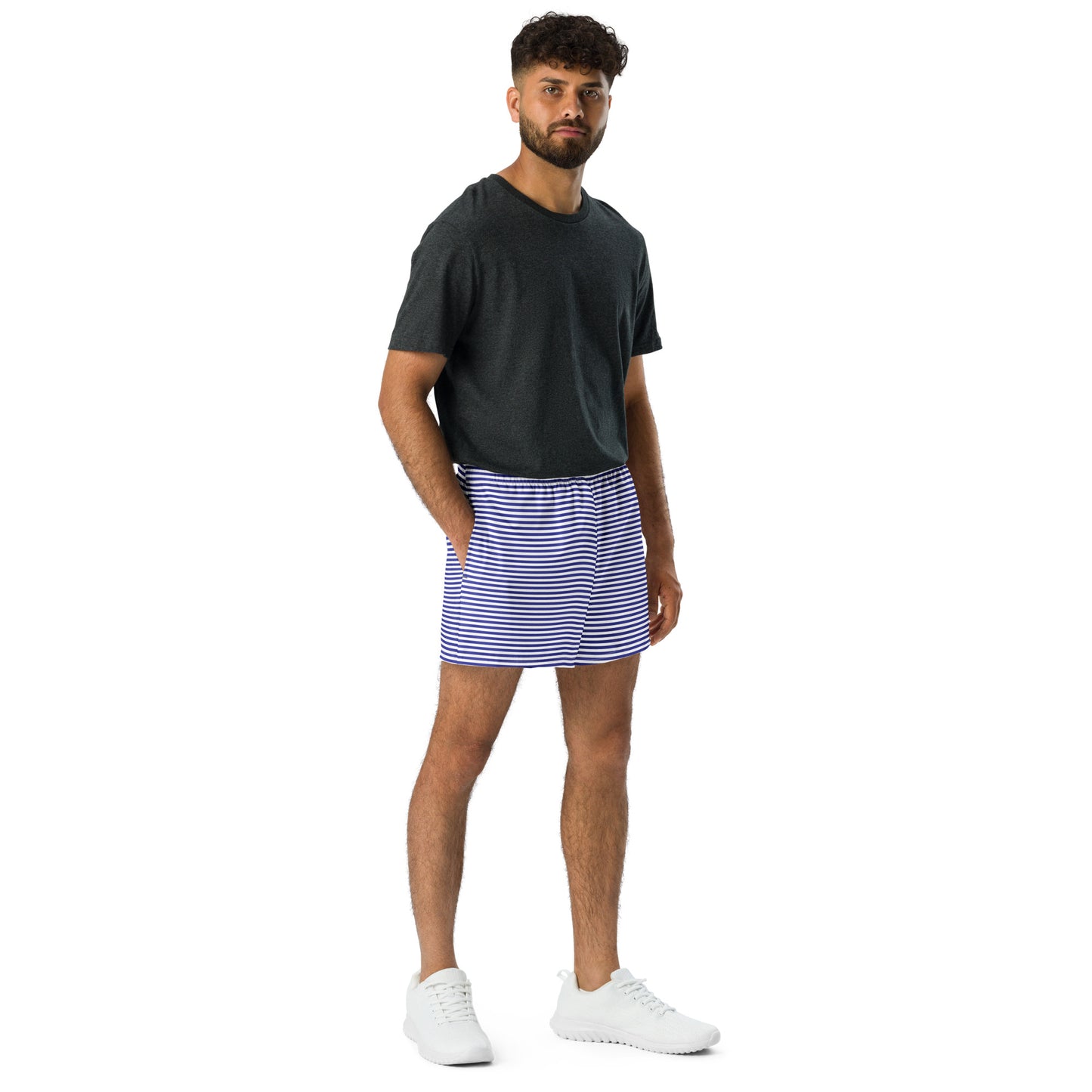 Unisex Blue Striped Athletic Shorts - Activewear Well