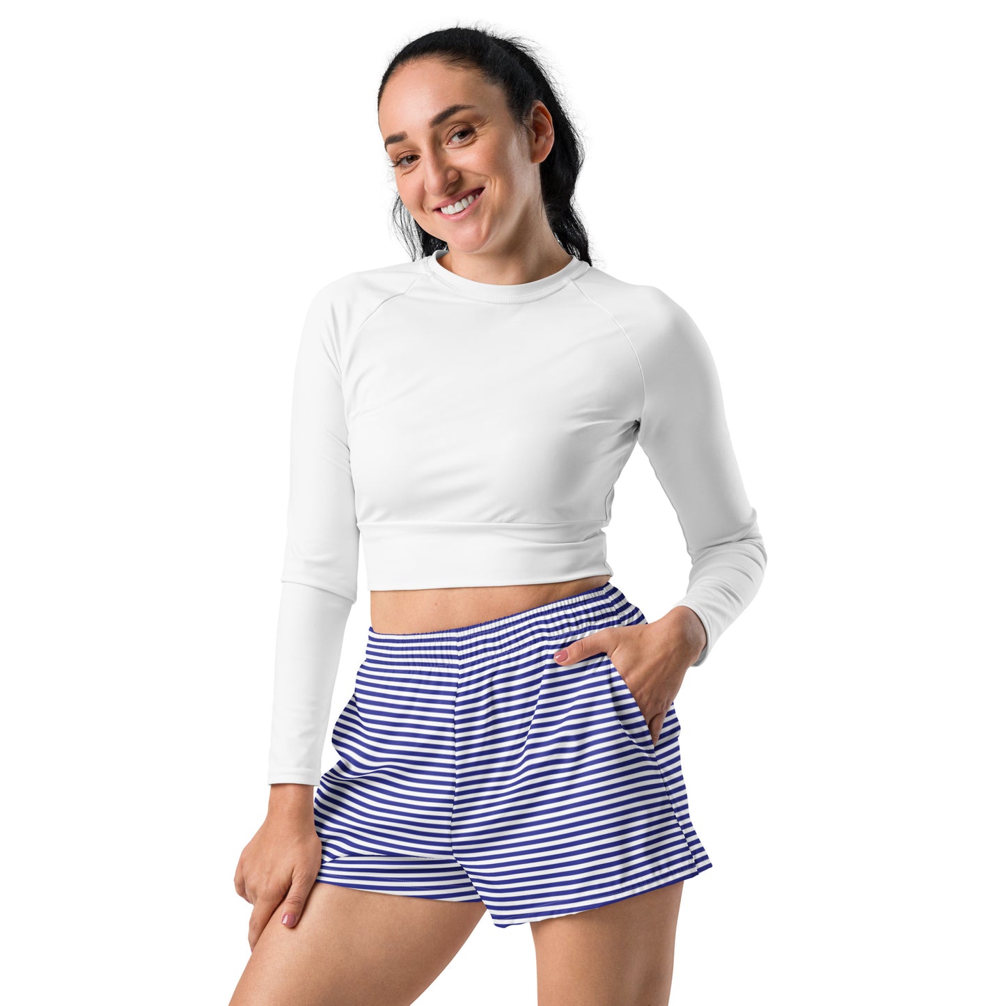 Unisex Blue Striped Athletic Shorts - Activewear Well