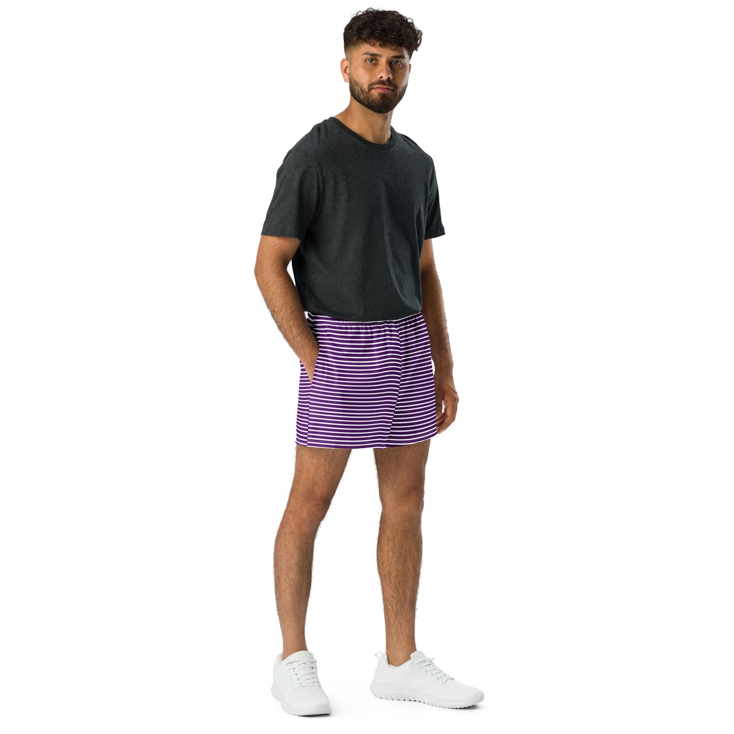 Unisex Purple Stripe Athletic Shorts - Activewear Well