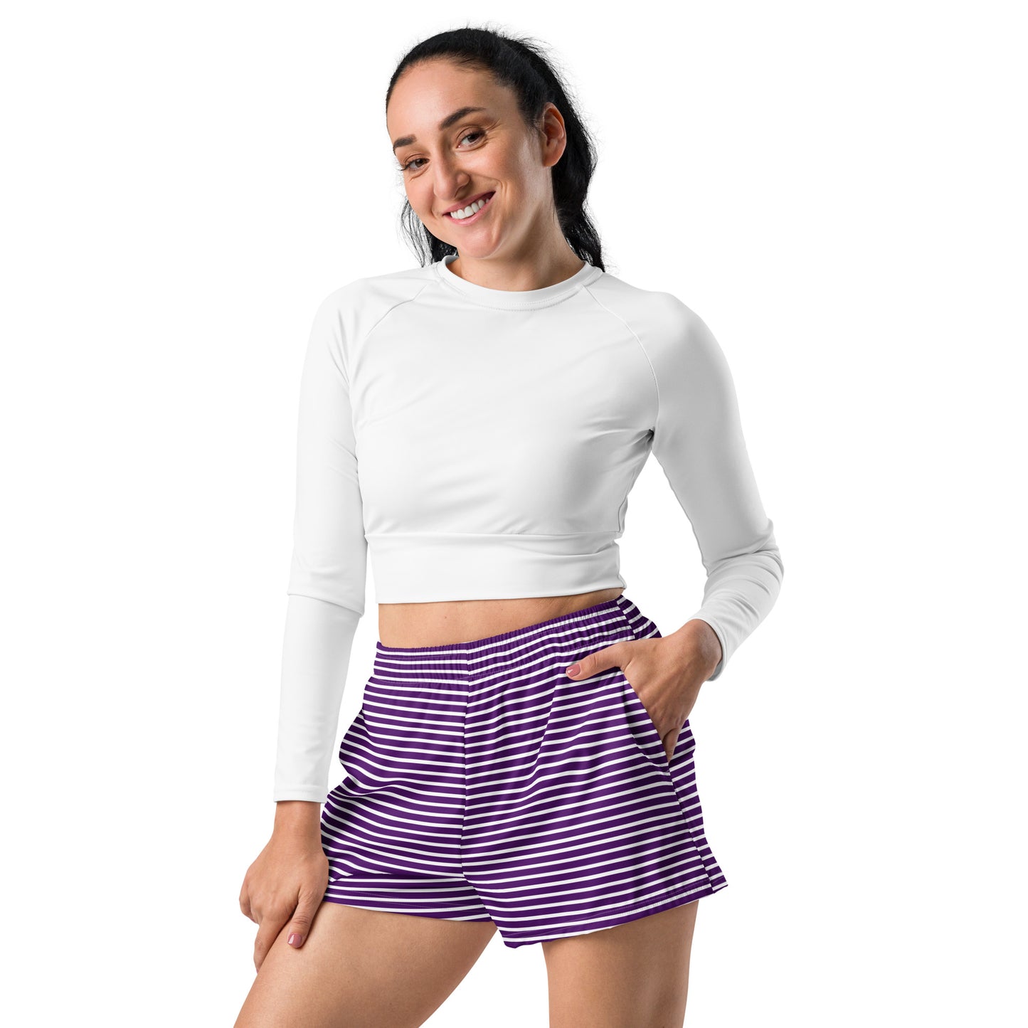 Unisex Purple Stripe Athletic Shorts - Activewear Well