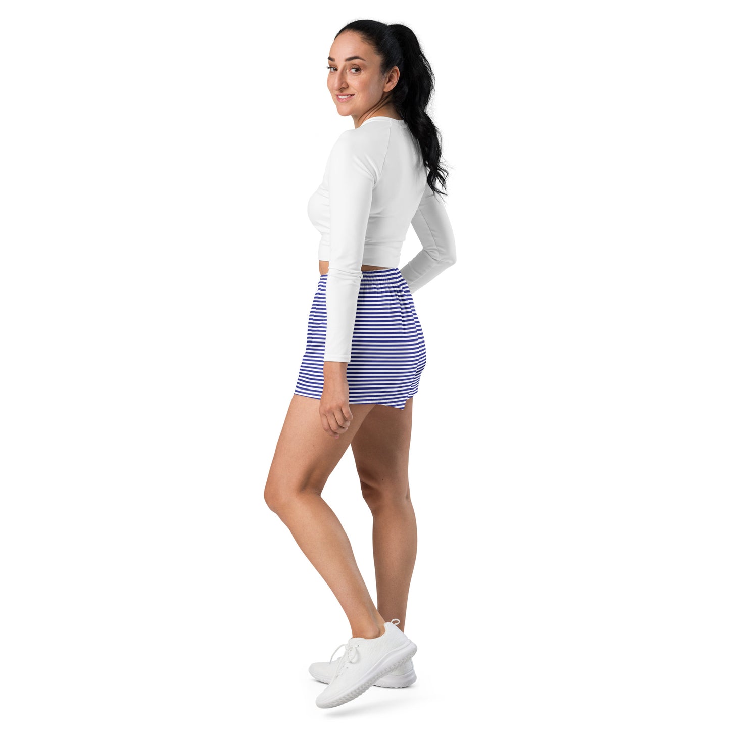 Unisex Blue Striped Athletic Shorts - Activewear Well