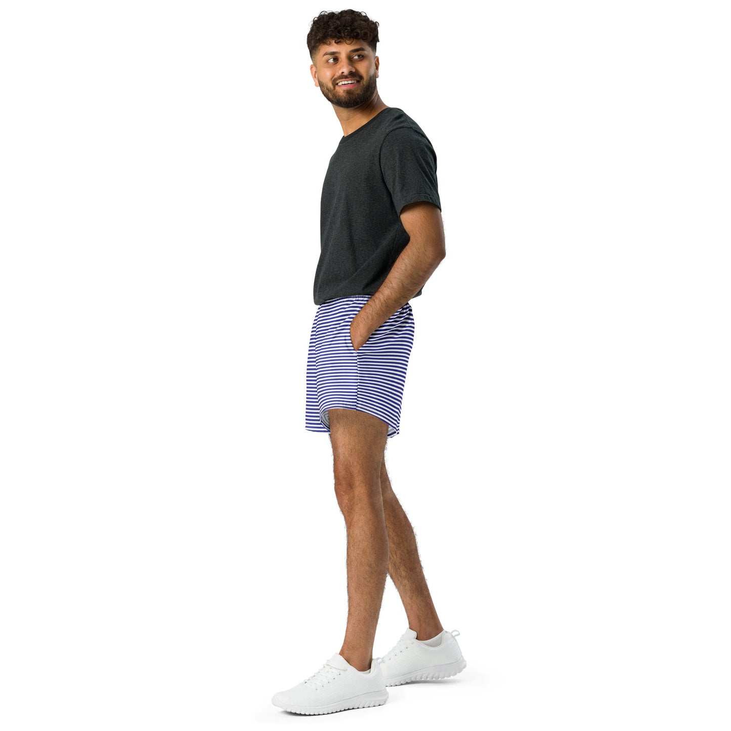 Unisex Blue Striped Athletic Shorts - Activewear Well