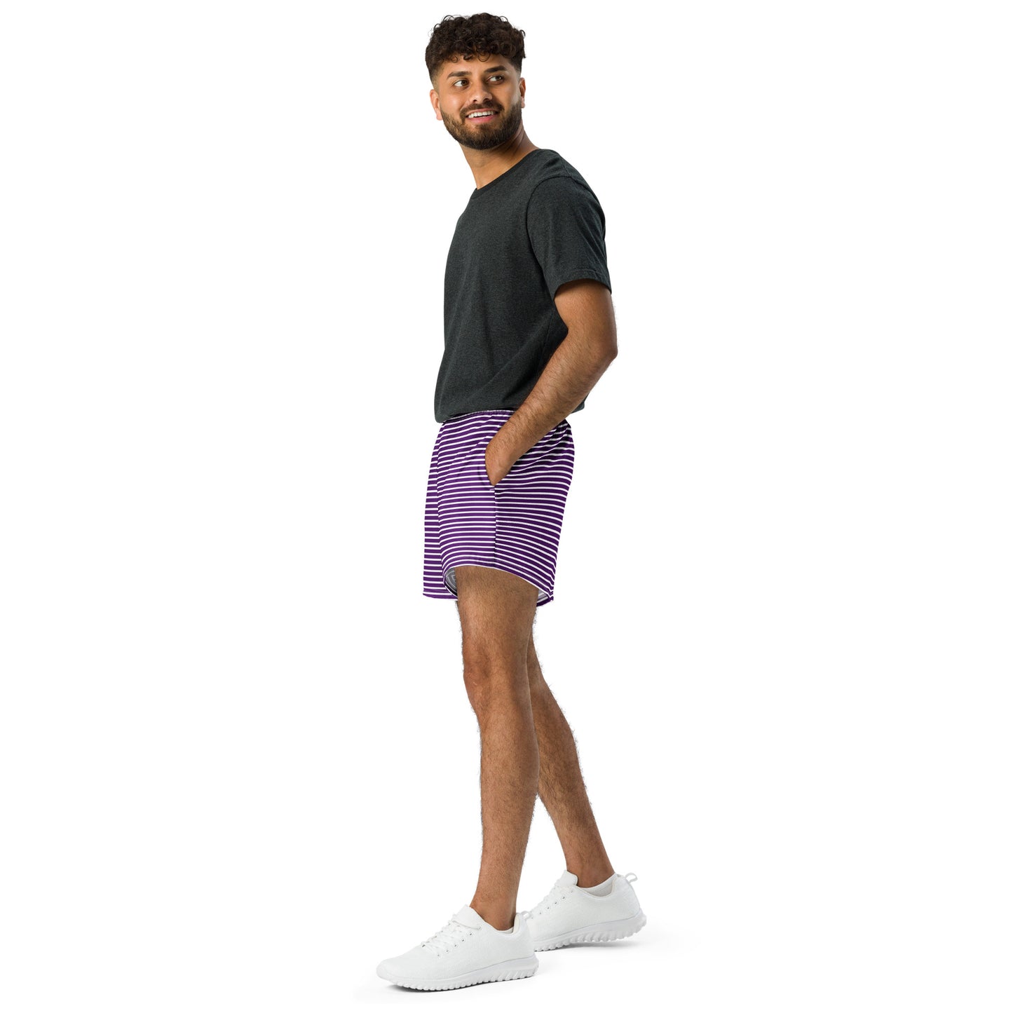 Unisex Purple Stripe Athletic Shorts - Activewear Well