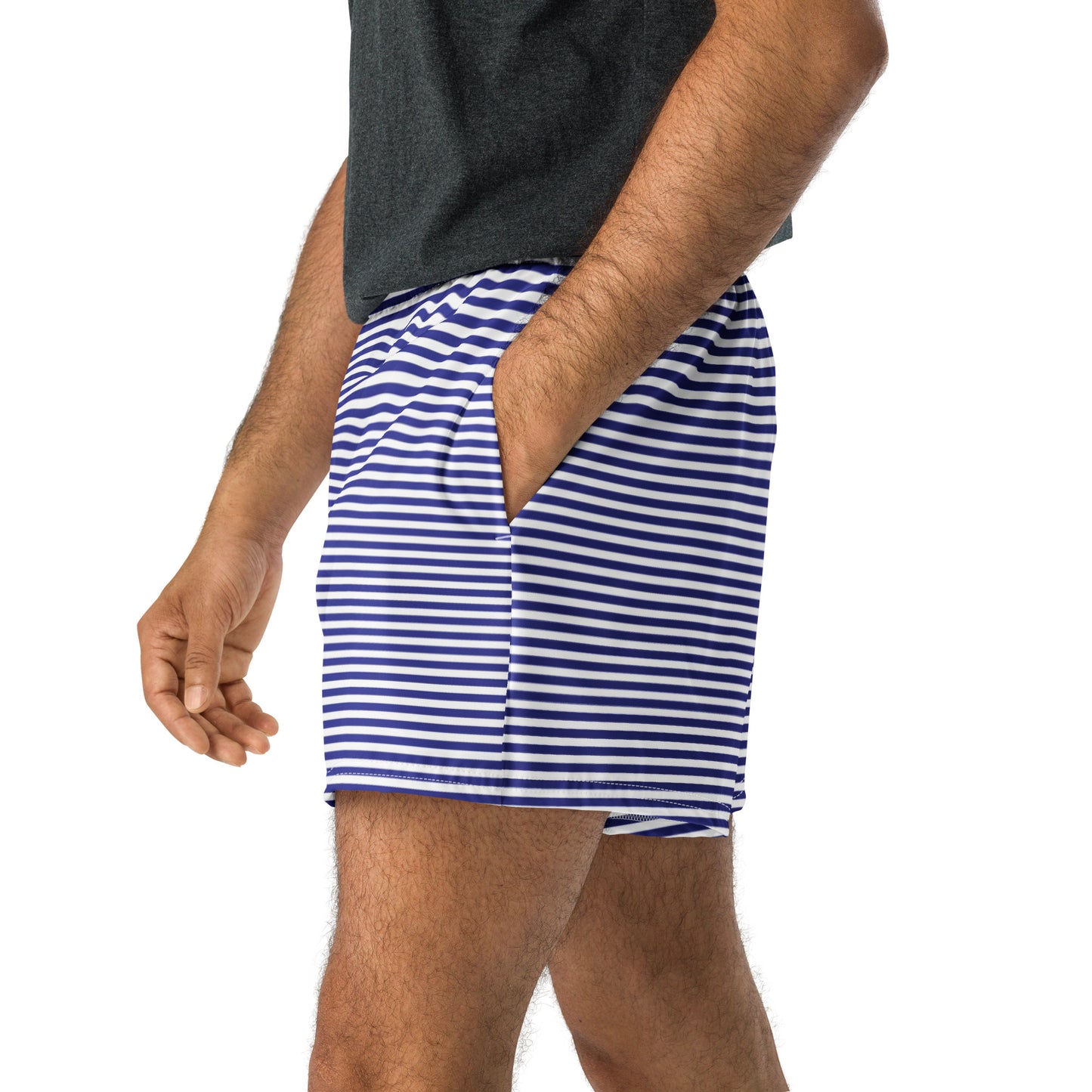 Unisex Blue Striped Athletic Shorts - Activewear Well