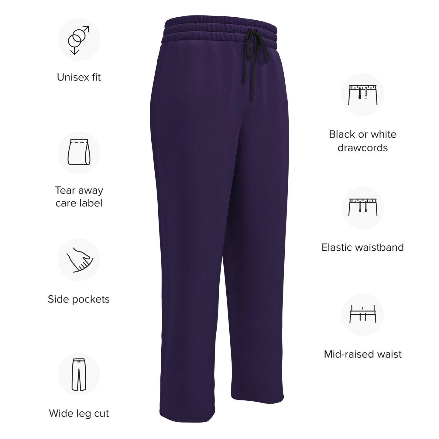 Dark Purple Wide-Leg Joggers - Activewear Well