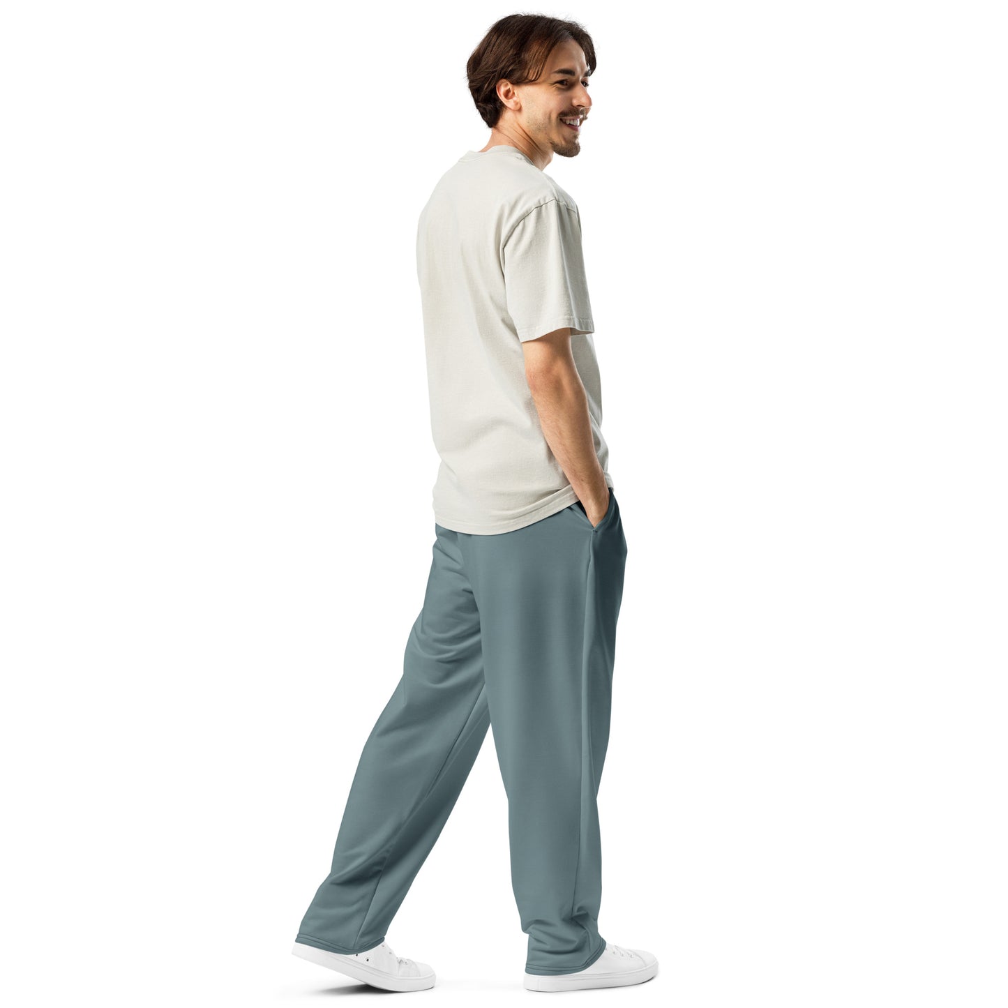 Slate Blue Wide-Leg Joggers