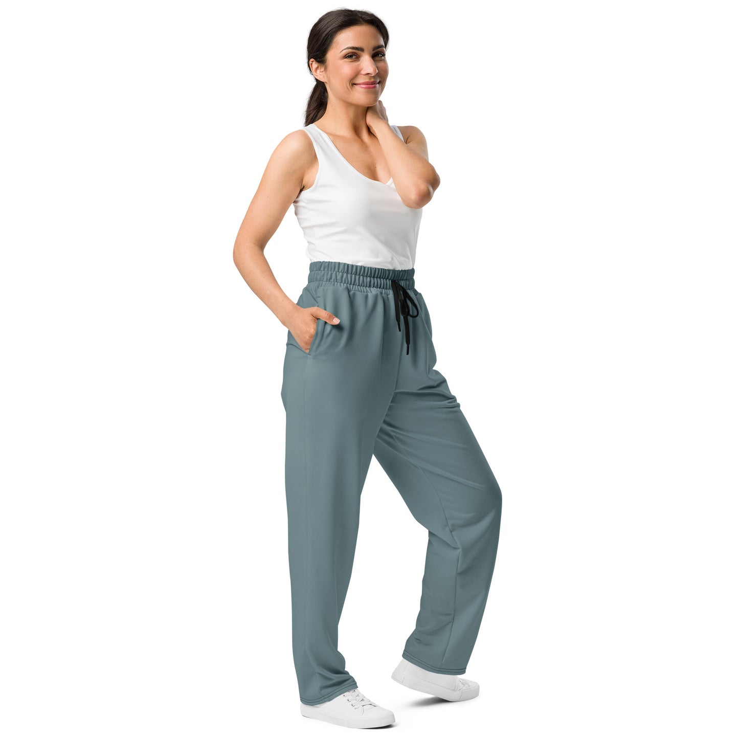 Slate Blue Wide-Leg Joggers