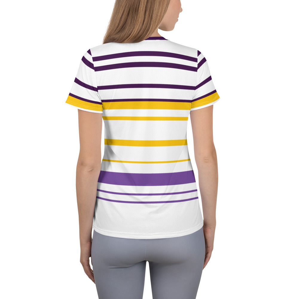 Women's Yellow Striped Athletic T-Shirt - Activewear Well
