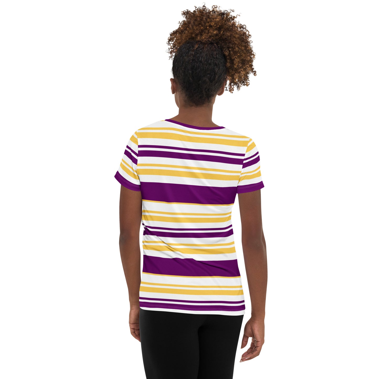 Women's Purple Striped Athletic T-Shirt - Activewear Well