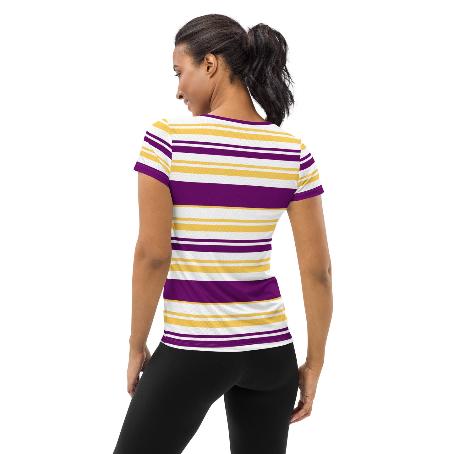 Women's Purple Striped Athletic T-Shirt - Activewear Well