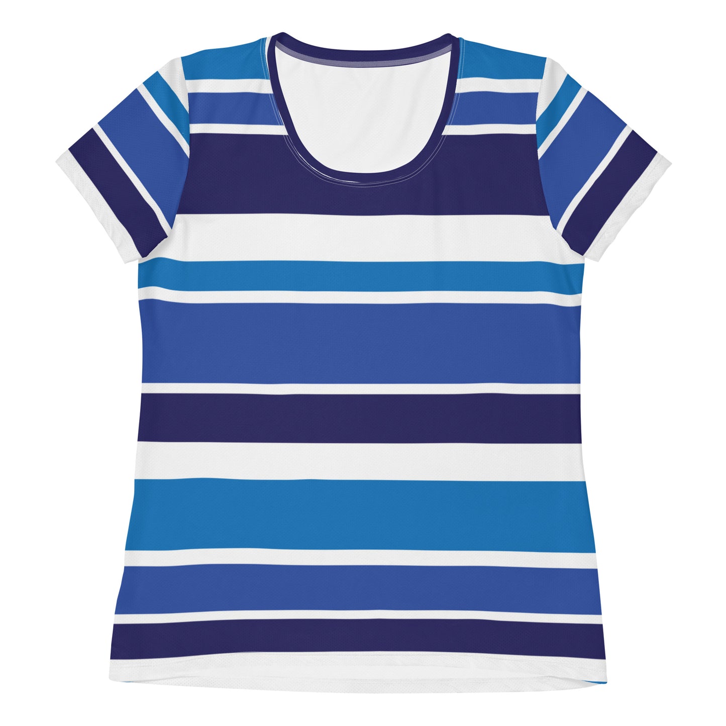Women's Blue Striped Athletic T-Shirt - Activewear Well