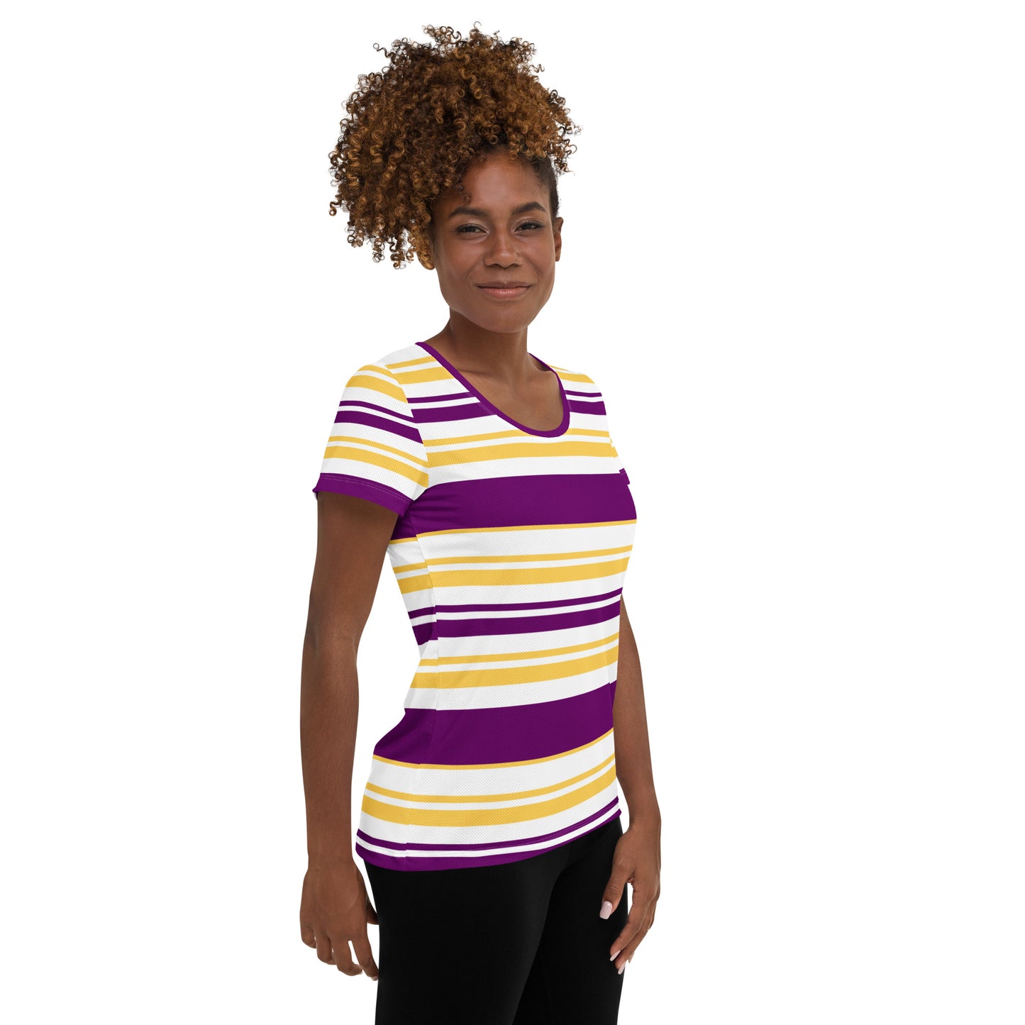 Women's Purple Striped Athletic T-Shirt - Activewear Well