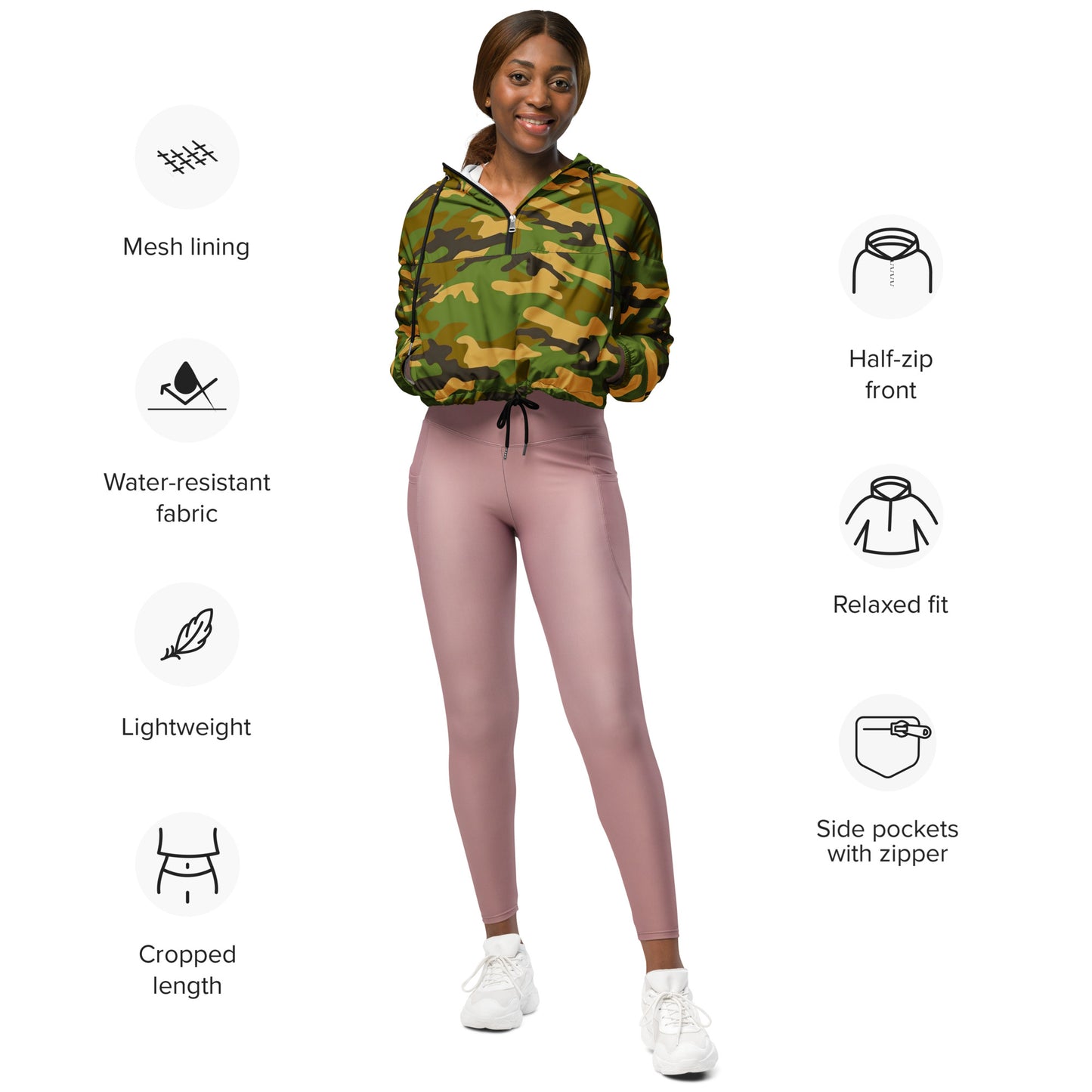 Women’s Cropped Camo Windbreaker - Activewear Well