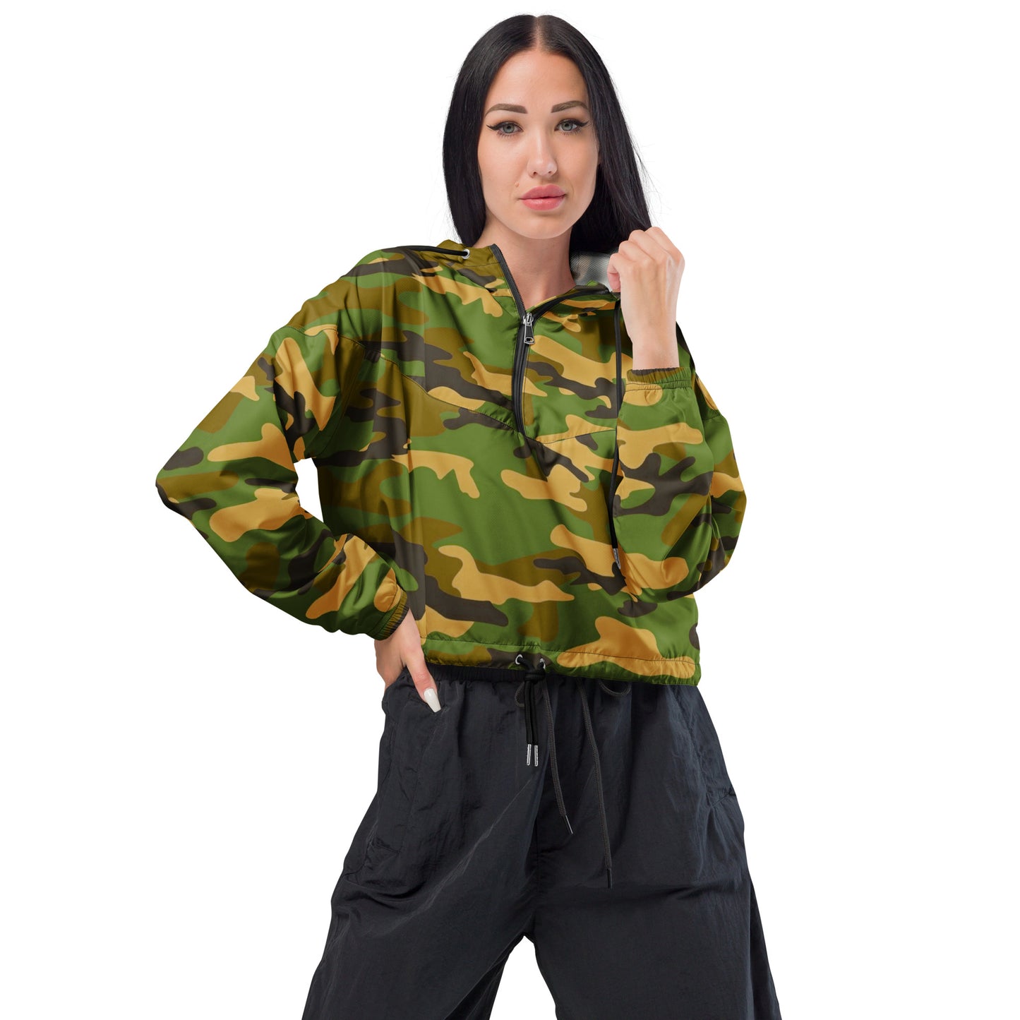 Women’s Cropped Camo Windbreaker - Activewear Well