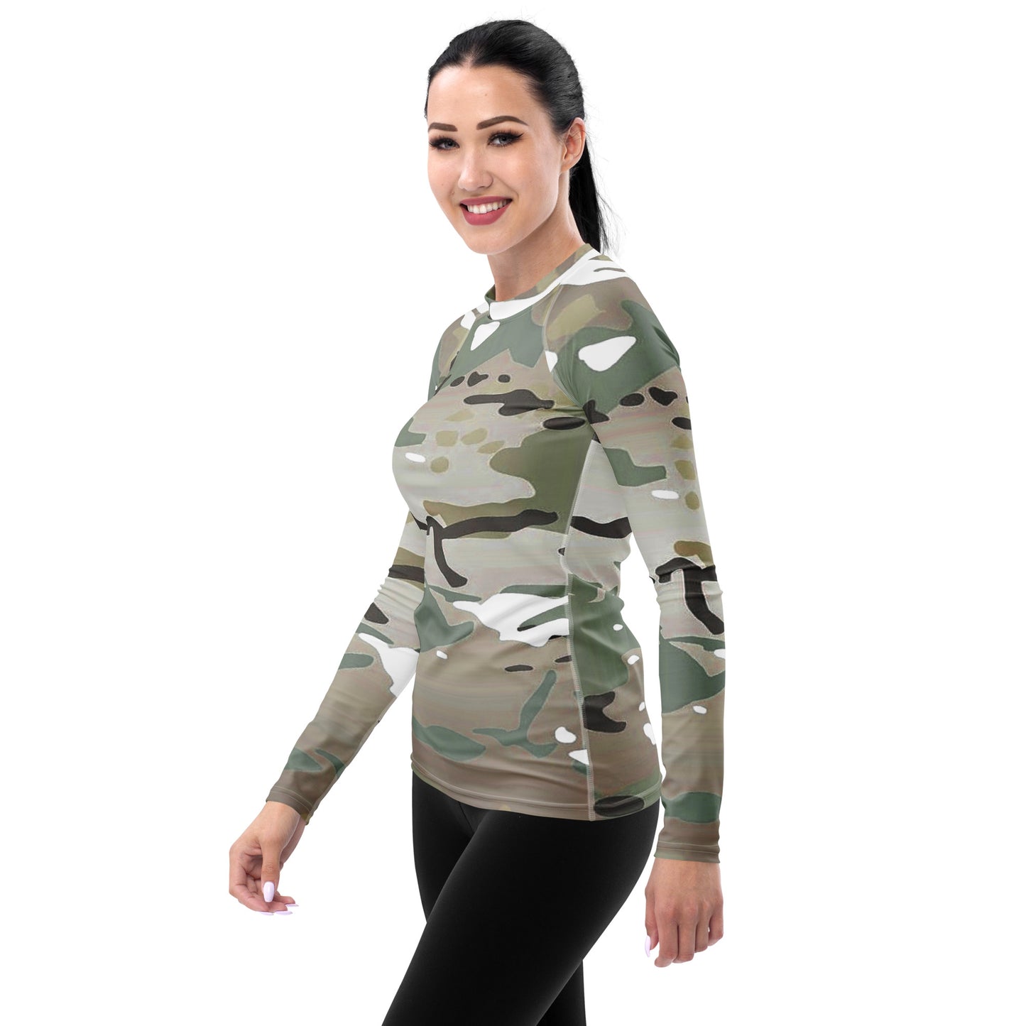 Desert Camo Women's Rash Guard - Activewear Well