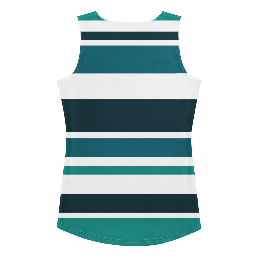Women's Green Striped Tank Top - Activewear Well