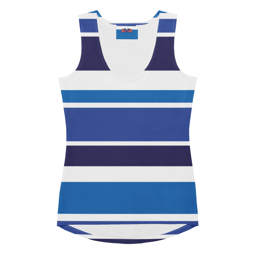 Women's Blue Striped Tank Top - Activewear Well