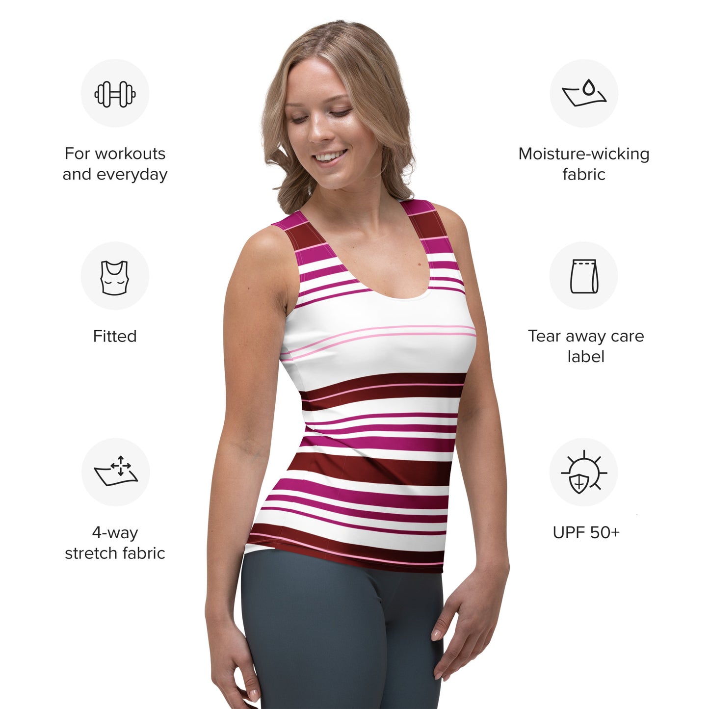 Women's Purple Striped Tank Top - Activewear Well