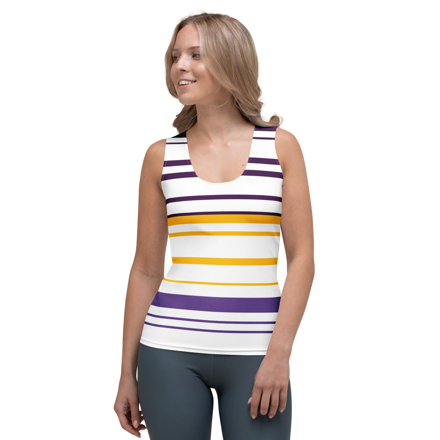 Women's Yellow Striped Tank Top - Activewear Well