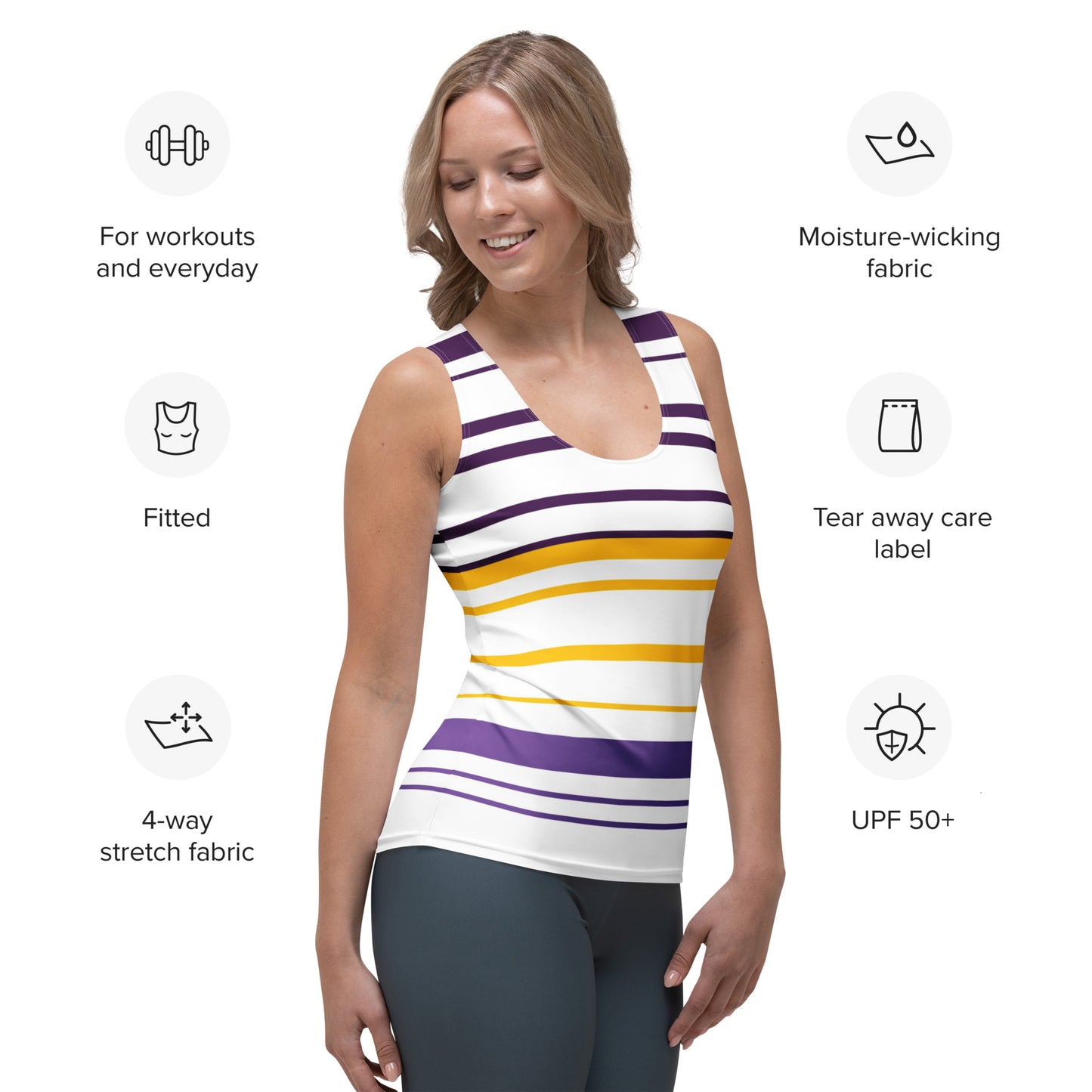 Women's Yellow Striped Tank Top - Activewear Well