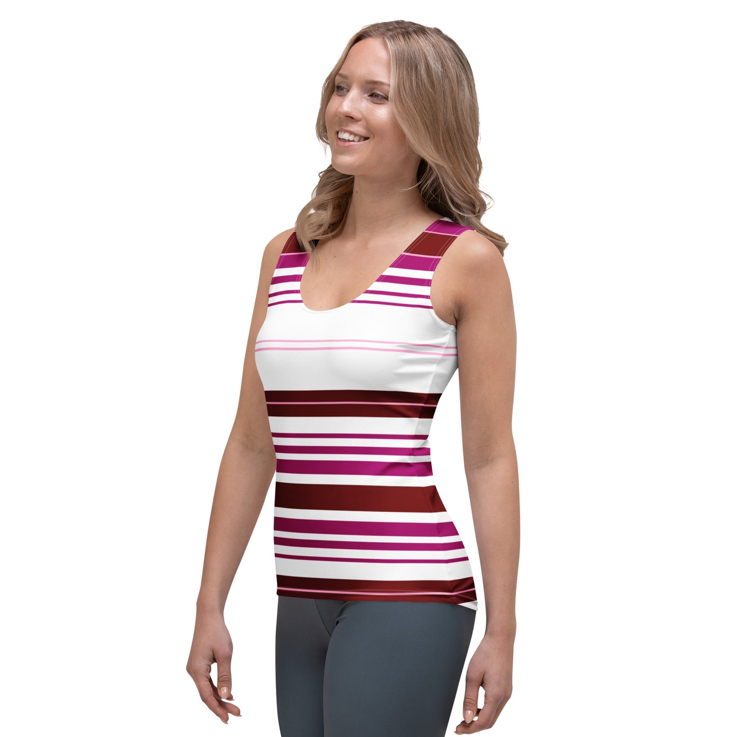 Women's Purple Striped Tank Top - Activewear Well