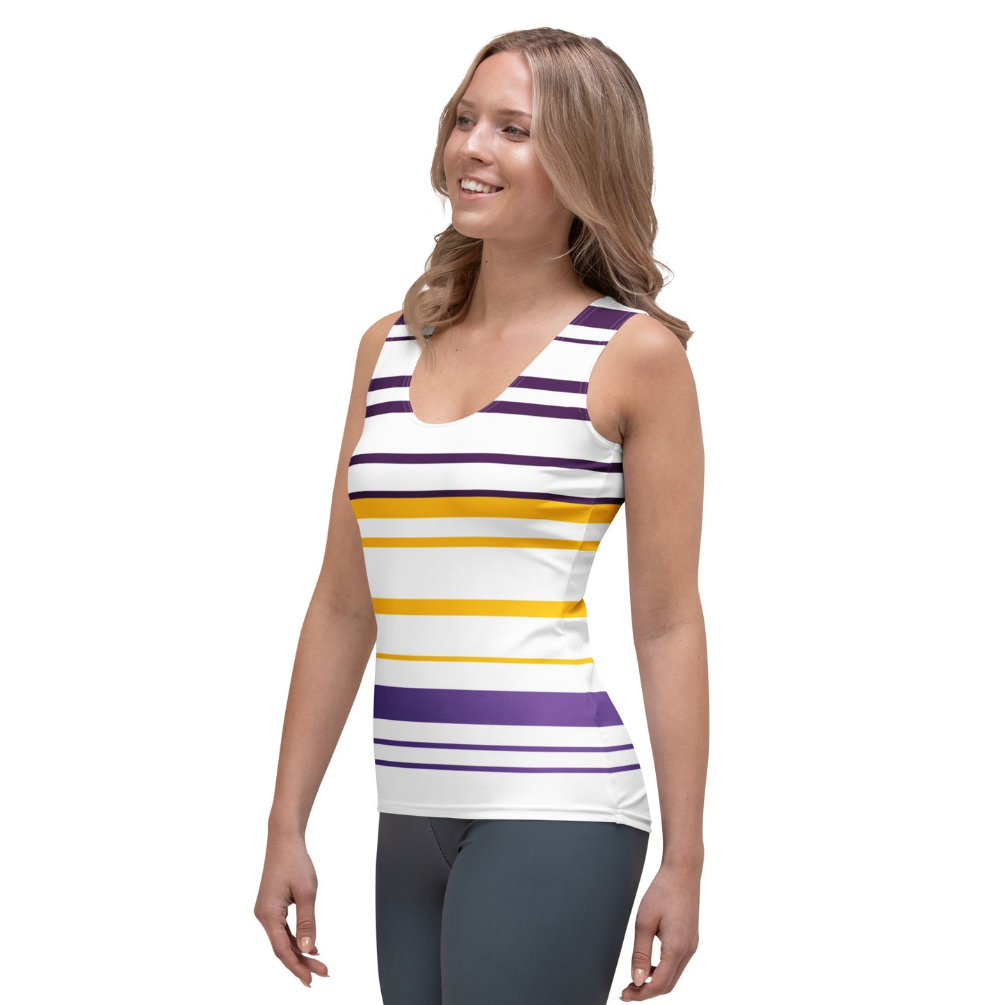 Women's Yellow Striped Tank Top - Activewear Well