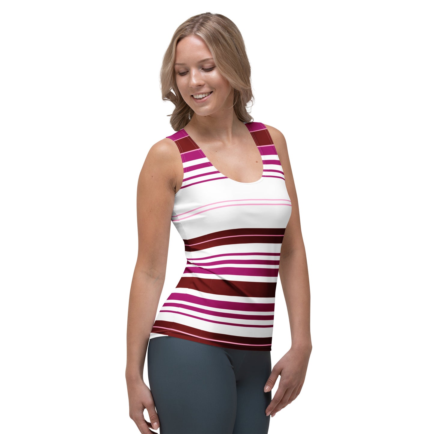 Women's Purple Striped Tank Top - Activewear Well