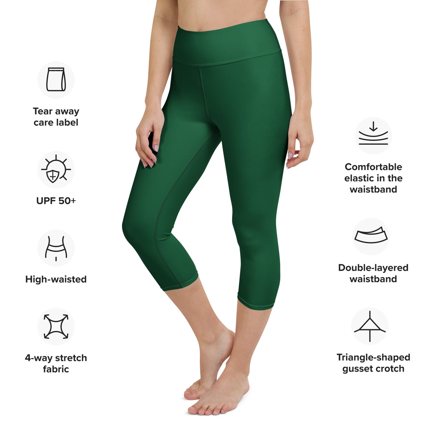 Forest Green Yoga Capri Leggings - Activewear Well