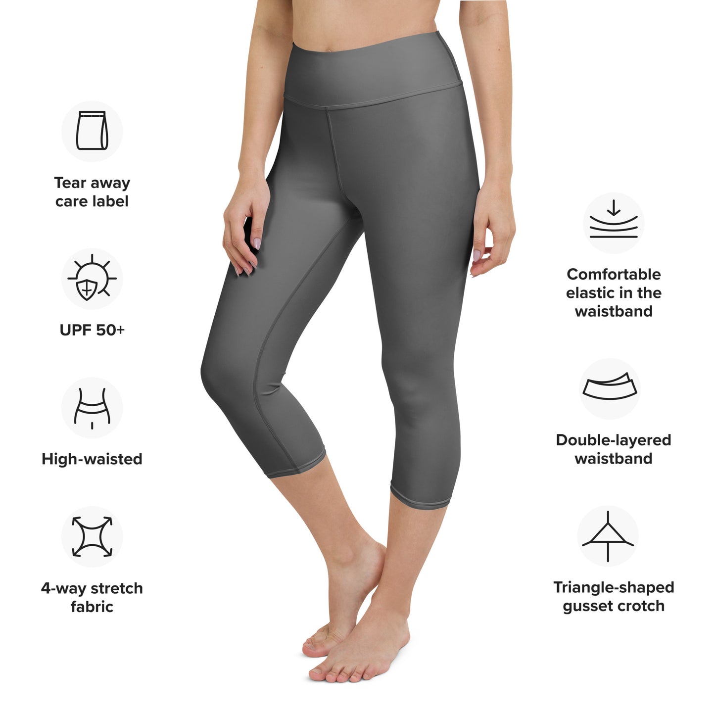 Grey Yoga Capri Leggings - Activewear Well