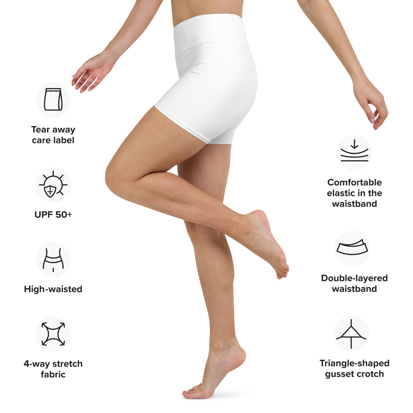 White High-Rise Yoga Shorts - Activewear Well